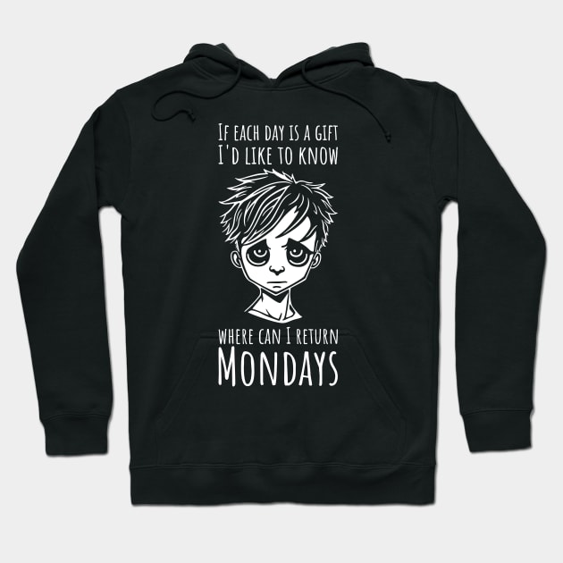 Funny Monday Blues For Men - vertical Hoodie by NeverDrewBefore